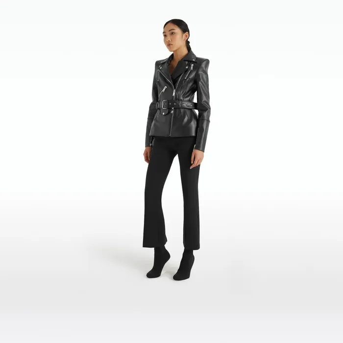 Safiyaa Euphemie Black Vegan Leather Jacket Women Jackets and Coats