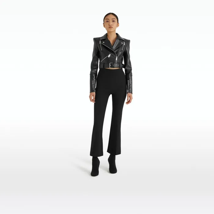 Safiyaa Euphemie Black Vegan Leather Jacket Women Jackets and Coats