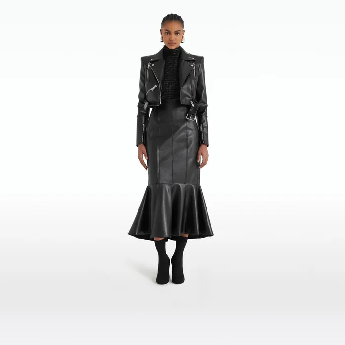 Safiyaa Euphemie Black Vegan Leather Jacket Women Jackets and Coats
