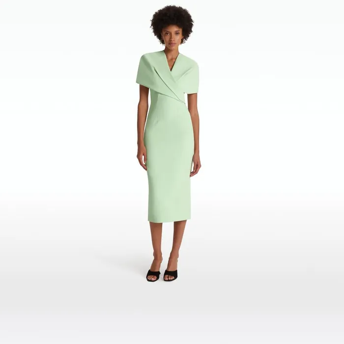 Safiyaa Flora Aloe Midi Dress Women Dresses