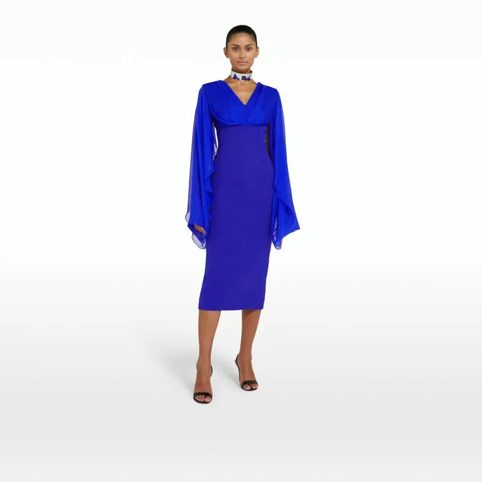 Safiyaa Grace Azure Blue Midi Dress Women Dresses