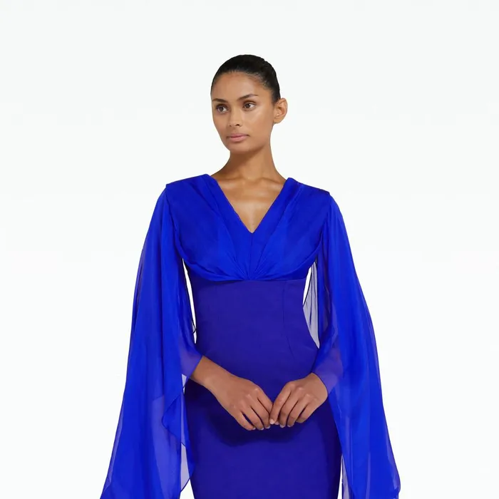 Safiyaa Grace Azure Blue Midi Dress Women Dresses