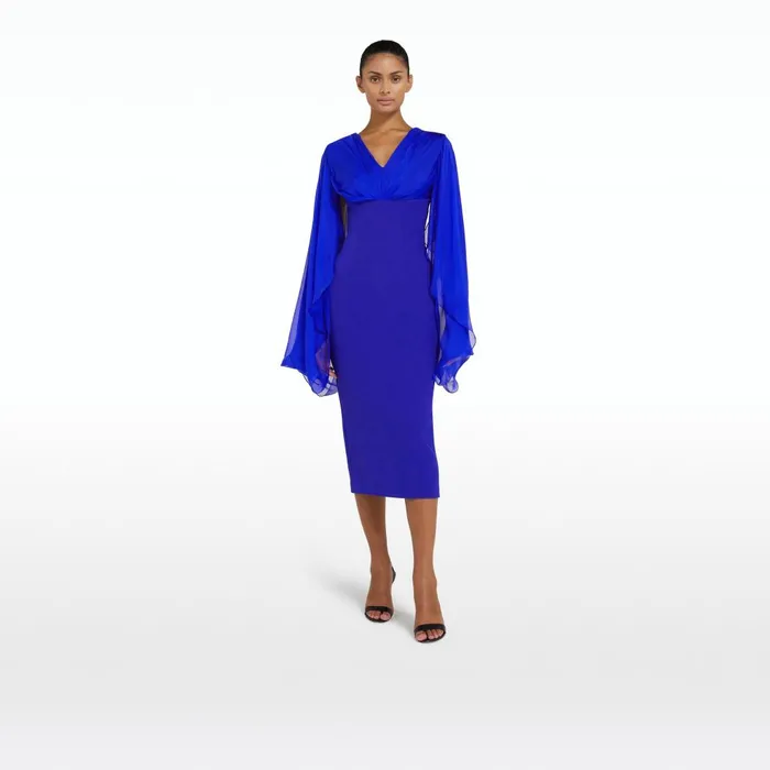 Safiyaa Grace Azure Blue Midi Dress Women Dresses