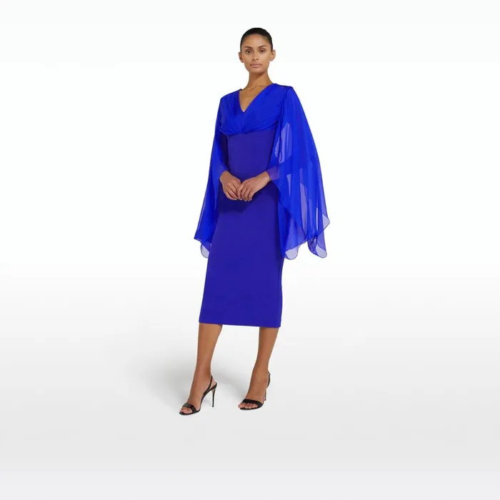 Safiyaa Grace Azure Blue Midi Dress Women Dresses