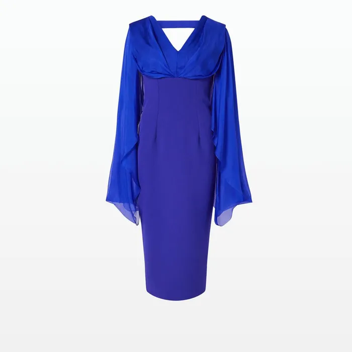 Safiyaa Grace Azure Blue Midi Dress Women Dresses