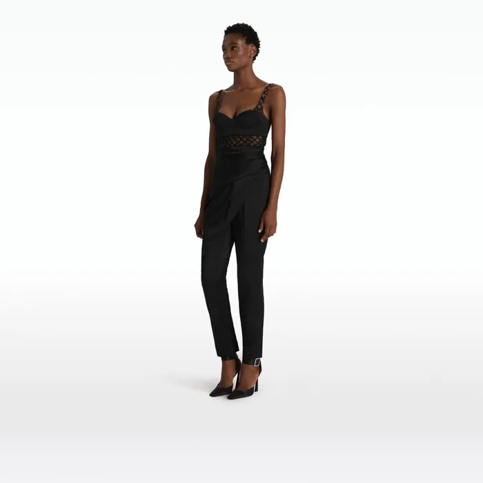 Safiyaa Honee Black Bodysuit Women Tops