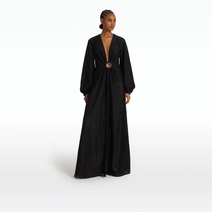 Safiyaa Jacquis Black Long Dress Women Swimwear