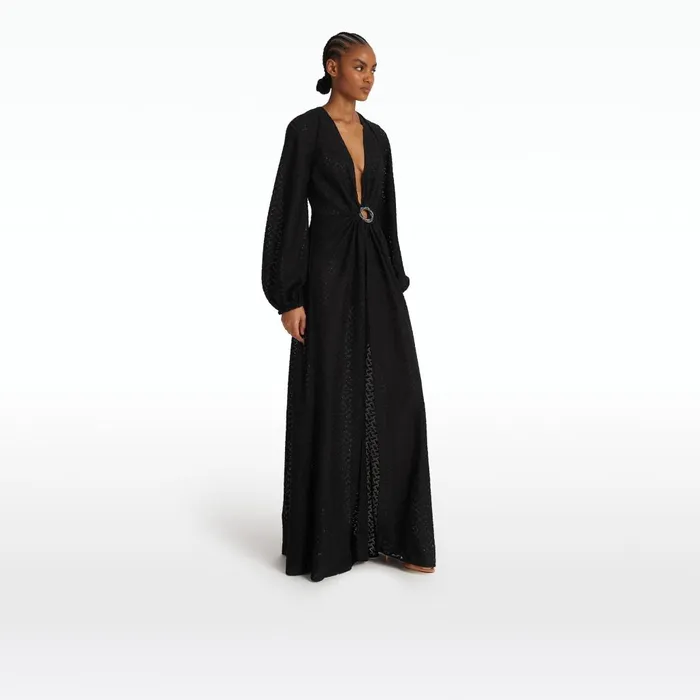 Safiyaa Jacquis Black Long Dress Women Swimwear