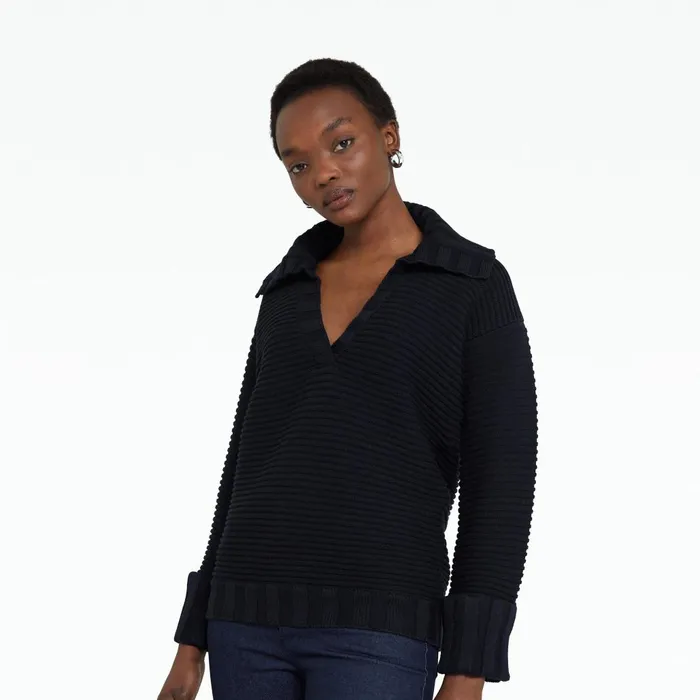 Safiyaa Kratos Navy Knit Top Women Knitwear