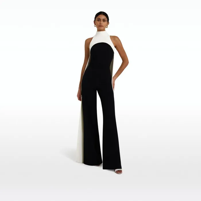 Safiyaa Miho Ivory Harness and Takayama Black Jumpsuit Women Jumpsuits