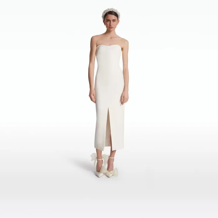 Safiyaa Peggie Ivory Midi Dress Women Dresses