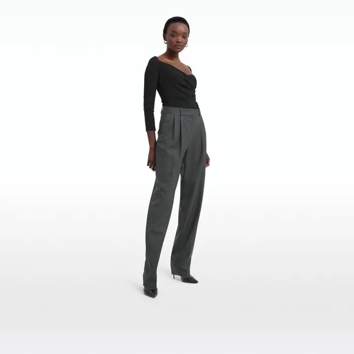 Safiyaa Penelope Grey Melange Trousers Women Trousers
