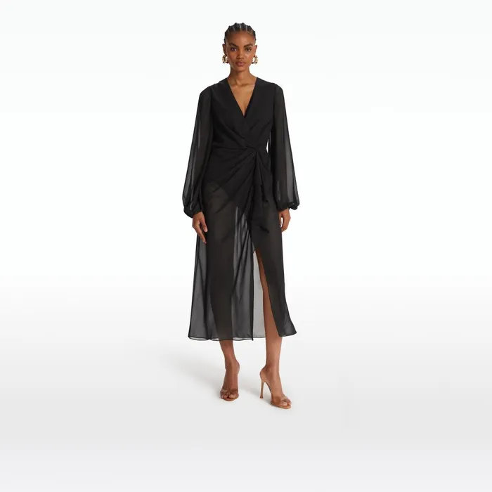 Safiyaa Prova Black Midi Dress Women Swimwear