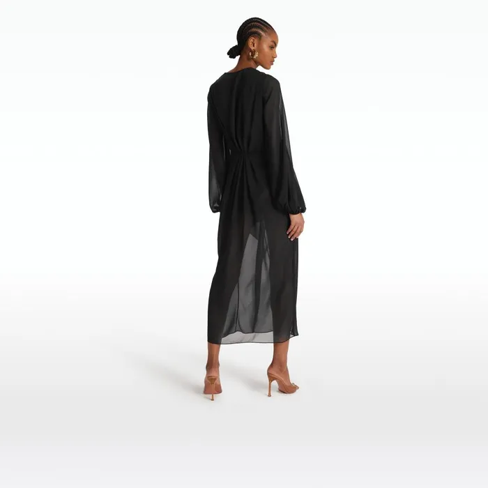 Safiyaa Prova Black Midi Dress Women Swimwear