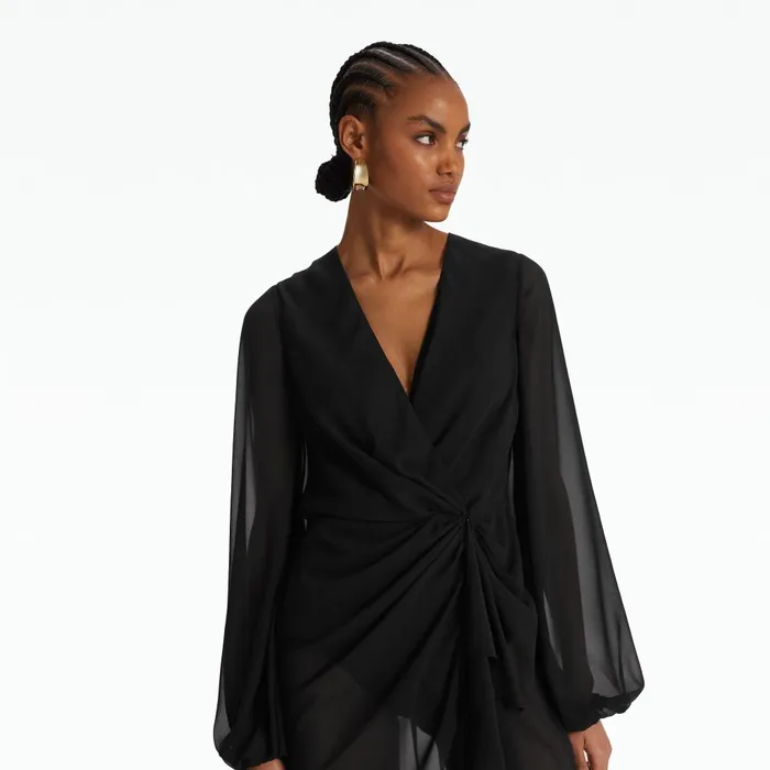 Safiyaa Prova Black Midi Dress Women Swimwear