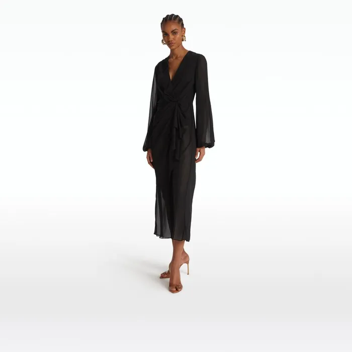 Safiyaa Prova Black Midi Dress Women Swimwear
