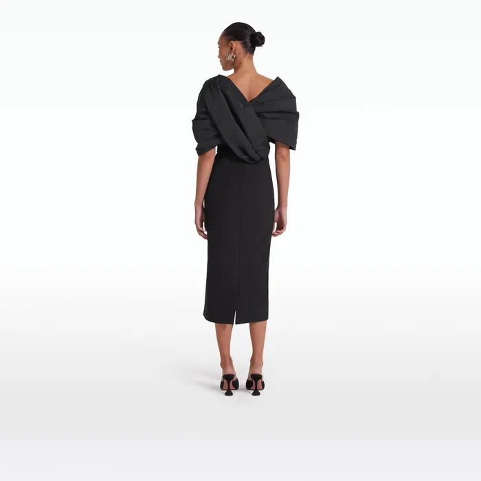 Safiyaa Roma Black Midi Dress Women Dresses