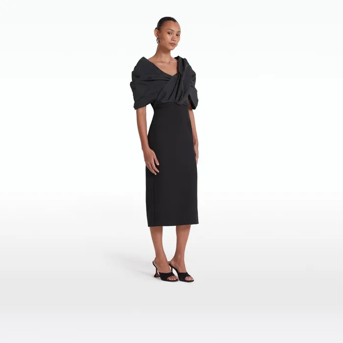 Safiyaa Roma Black Midi Dress Women Dresses