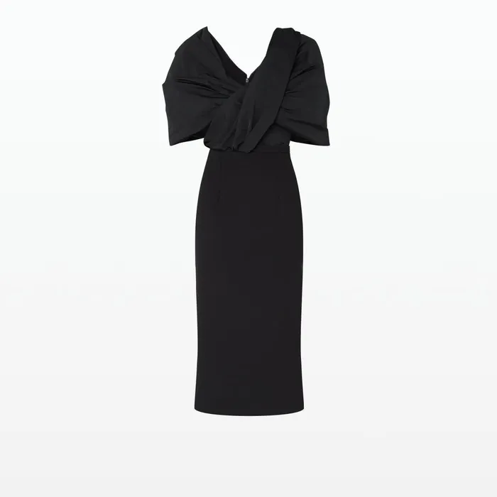 Safiyaa Roma Black Midi Dress Women Dresses