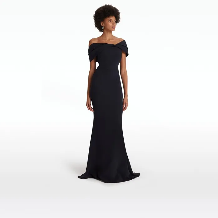 Safiyaa Rossa Midnight Navy Long Dress Women Dresses