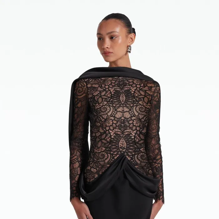 Safiyaa Serryna Black Long Dress Women Dresses
