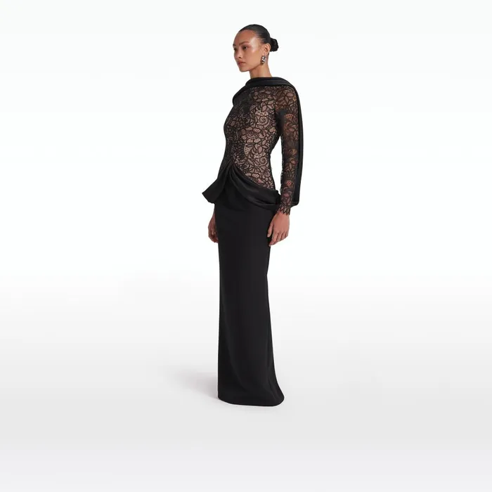 Safiyaa Serryna Black Long Dress Women Dresses