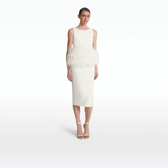 Safiyaa Tessa Ivory FeatherTrimmed Top Women Tops