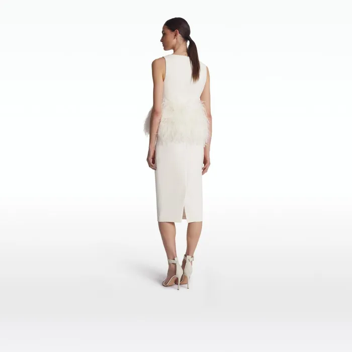 Safiyaa Tessa Ivory FeatherTrimmed Top Women Tops
