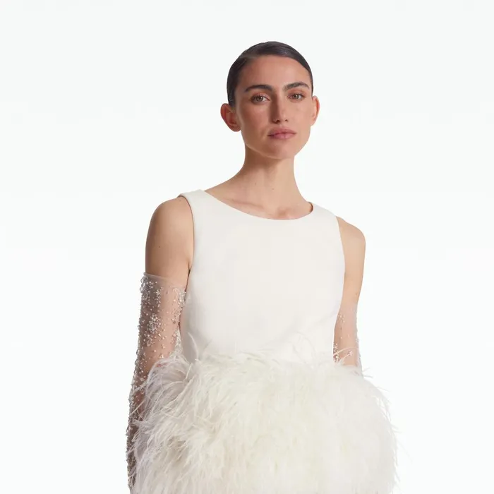 Safiyaa Tessa Ivory FeatherTrimmed Top Women Tops