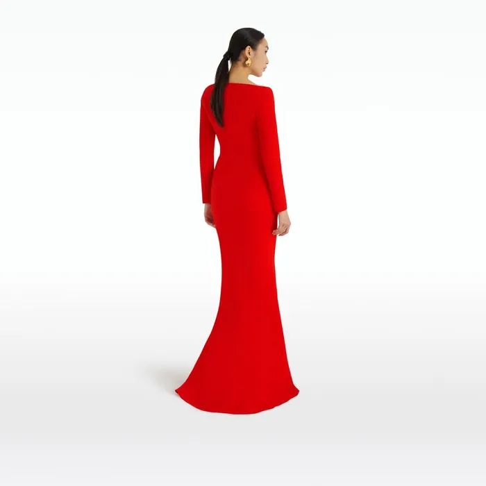 Safiyaa Wilson Cherry Red Long Dress Women Dresses