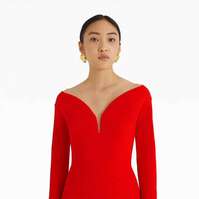 Safiyaa Wilson Cherry Red Long Dress Women Dresses