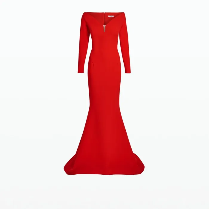 Safiyaa Wilson Cherry Red Long Dress Women Dresses