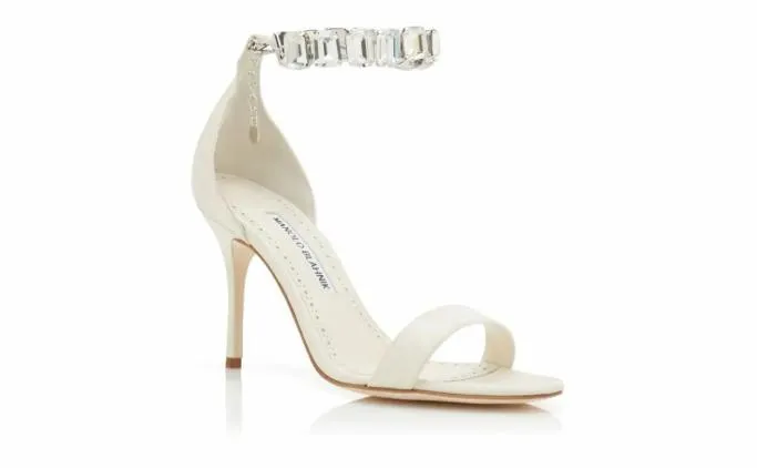 Sandals Women Manolo Blahnik PARHIMACream Moire Jewel Strap Sandals Sandals Women Manolo Blahnik PARHIMACream Moire Jewel Strap Sandals