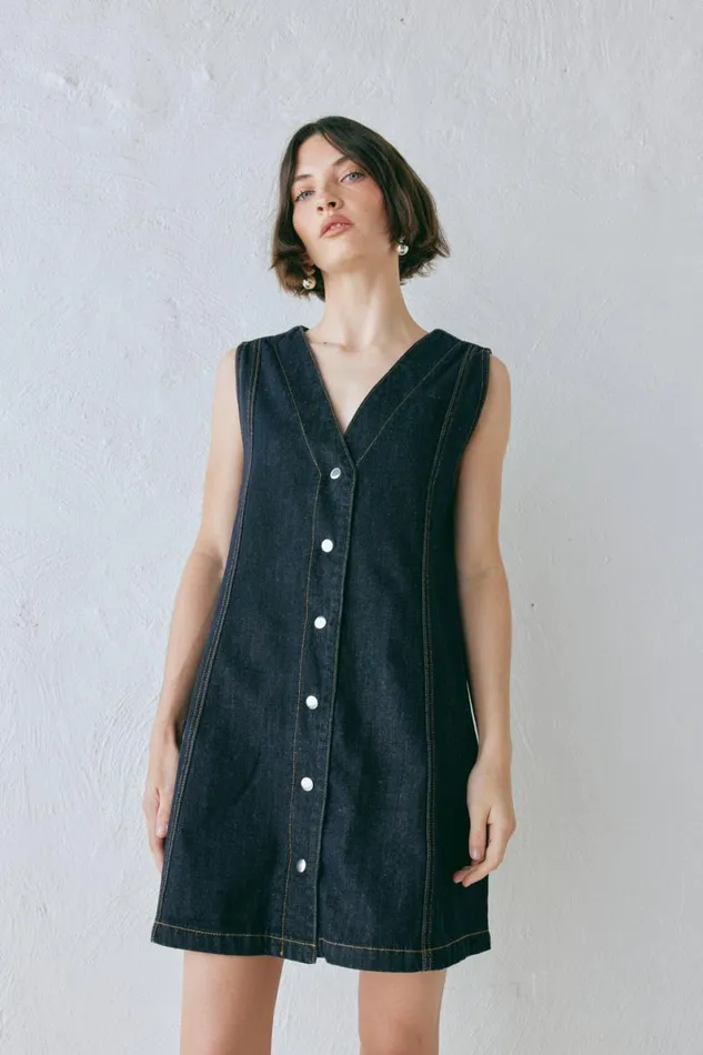 Sets Women VRG GRL Aston Denim Mini Dress Indigo Sets Women VRG GRL Aston Denim Mini Dress Indigo