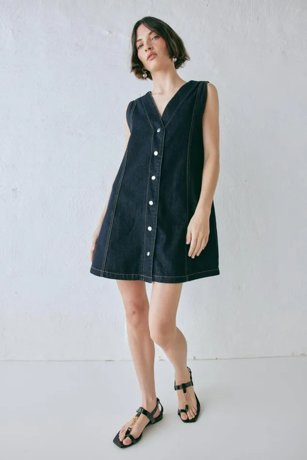 Sets Women VRG GRL Aston Denim Mini Dress Indigo Sets Women VRG GRL Aston Denim Mini Dress Indigo