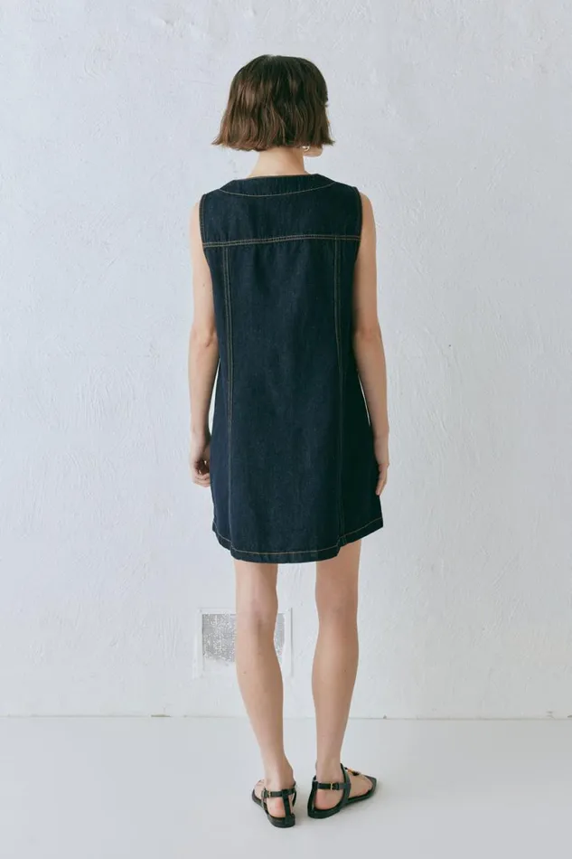 Sets Women VRG GRL Aston Denim Mini Dress Indigo Sets Women VRG GRL Aston Denim Mini Dress Indigo