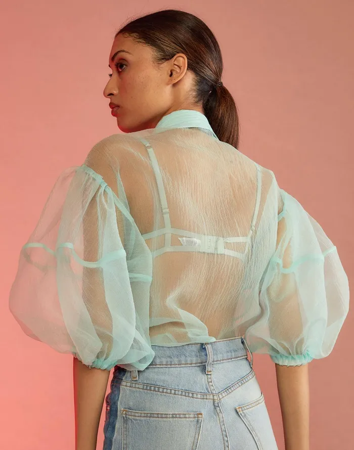 Sheer Bliss Blouse 8211 Mint Women Cynthia Rowley Tops