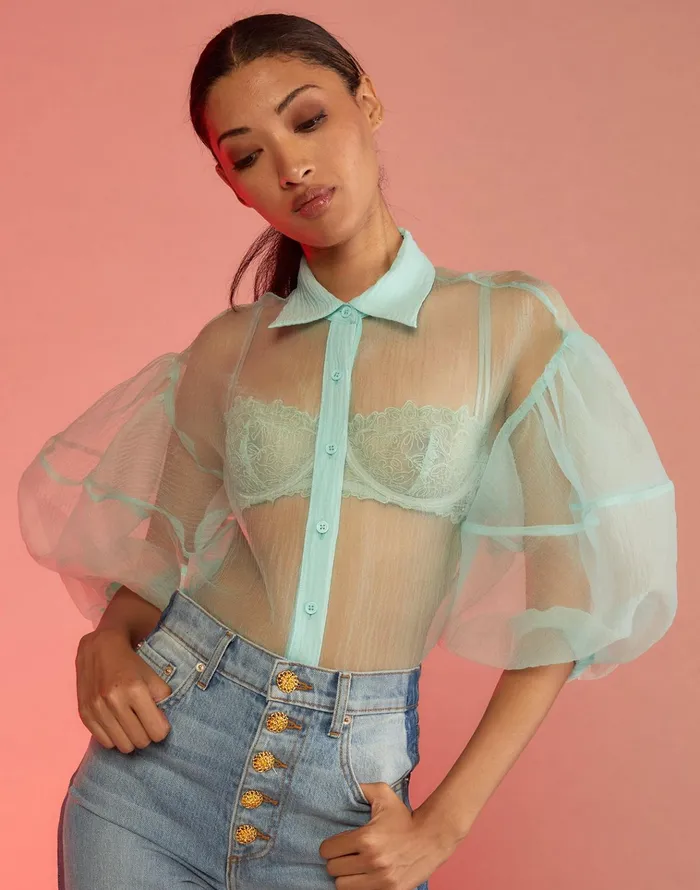 Sheer Bliss Blouse 8211 Mint Women Cynthia Rowley Tops