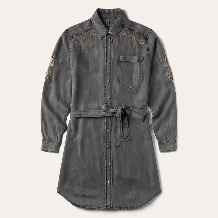 Shirt Dresses Women Stetson Embroidered Snap Front Shirt Dress Black