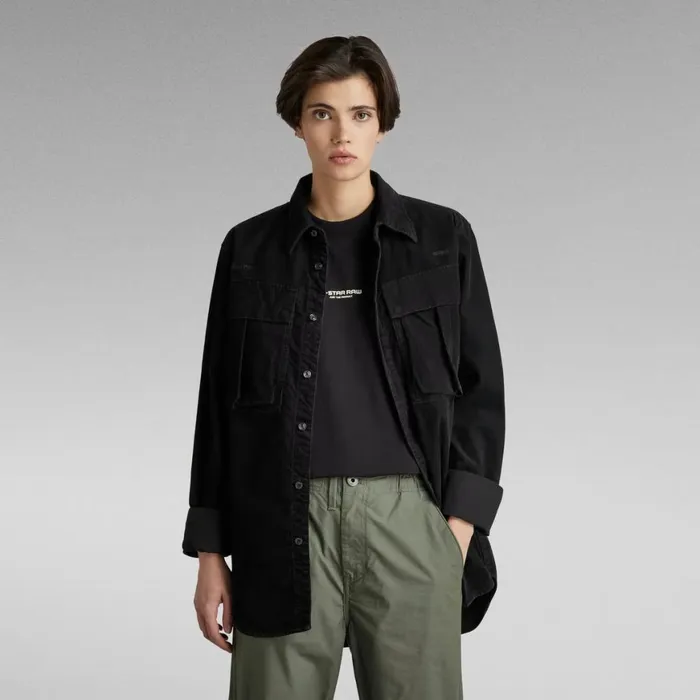 Shirts and Blouses Women GStar RAW Unisex Submarine Regular Shirt Dark Black Garment Dyed