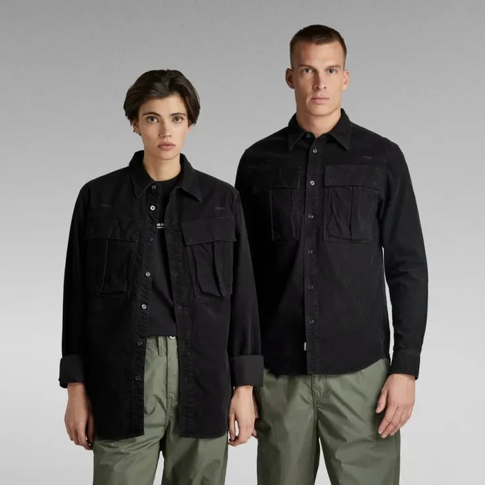 Shirts and Blouses Women GStar RAW Unisex Submarine Regular Shirt Dark Black Garment Dyed