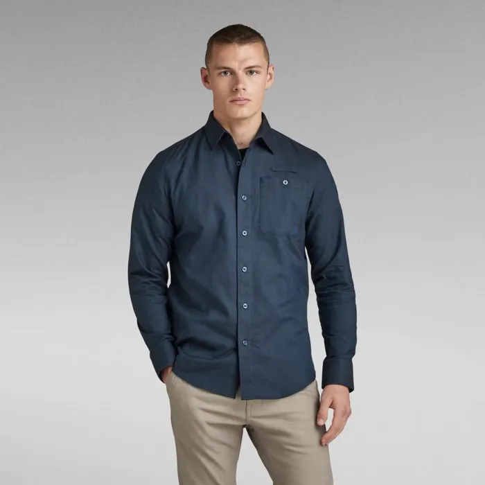 Shirts Men GStar RAW Bristum 20 Slim Shirt Rank Bluedk Black Oxford