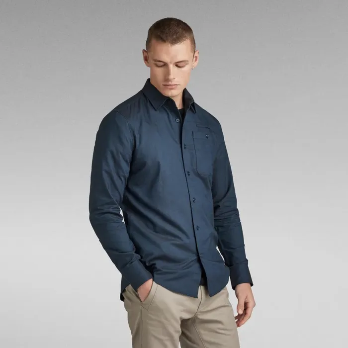 Shirts Men GStar RAW Bristum 20 Slim Shirt Rank Bluedk Black Oxford
