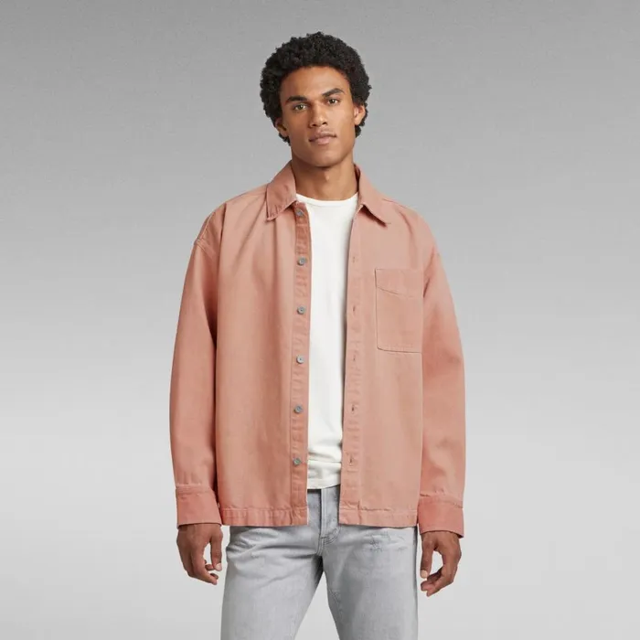 Shirts Men GStar RAW Oversized Boxy Fit Shirt Rainbow Light Dusty Rose Gd