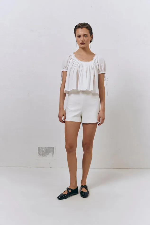 Short Sleeve Women VRG GRL Harry Girl Smock Top White Short Sleeve Women VRG GRL Harry Girl Smock Top White