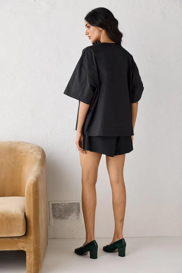 Short Sleeve Women VRG GRL Naomi Smock Top Black Short Sleeve Women VRG GRL Naomi Smock Top Black