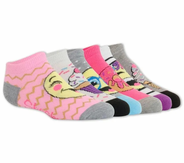 Skechers 6 Pack Low Cut Emoji Ice Cream Socks Multi WomenMenKids Socks