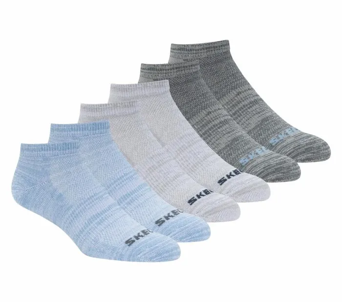 Skechers 6 Pack Low Cut Non Terry Socks Blue WomenMenKids Socks