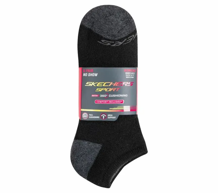 Skechers 6 Pack Low Cut Walking Socks Black WomenMen Socks Skechers 6 Pack Low Cut Walking Socks Black WomenMen Socks