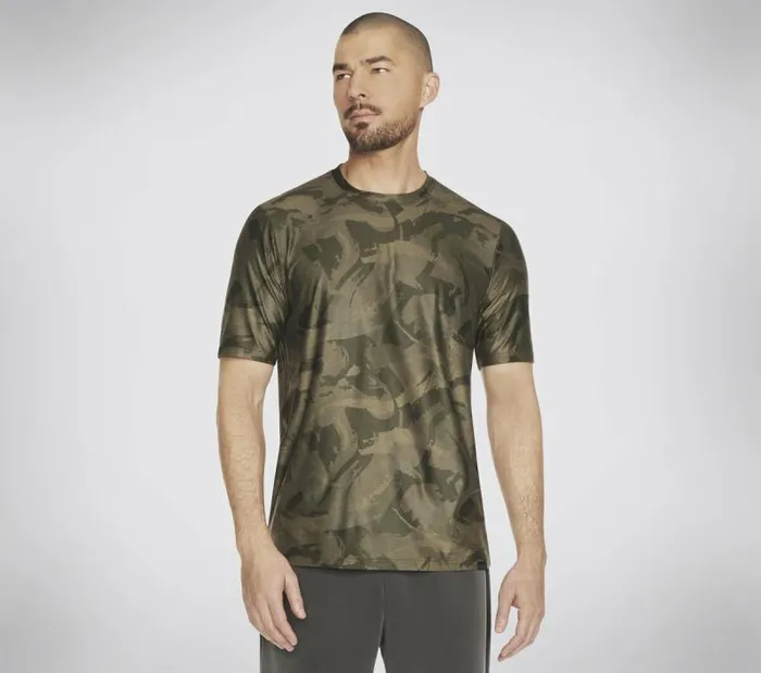 Skechers GO DRI All Day Camo Tee Gray Brown Men Tops